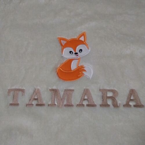 Rókás, névvel hímzett Cosy takaró