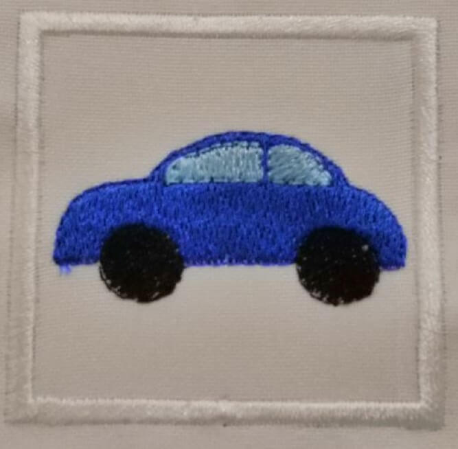 Autó ovis jel (kék) (Felvarrható, hímzett ovis jel) 10x10 cm
